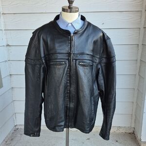 FIRST Classics Leather Gear Motorcycle Moto Black Mens 7XL Zip Jacket RARE SIZE